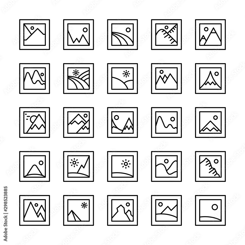 photo and image file icons set line design photo and image file icons set line design