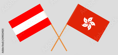 Hong Kong and Austria. Hongkong and Austrian flags