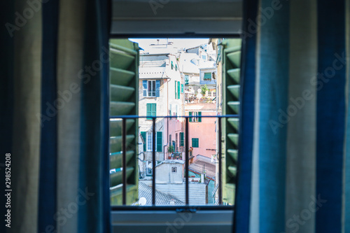 View through a window in Genova Italy
