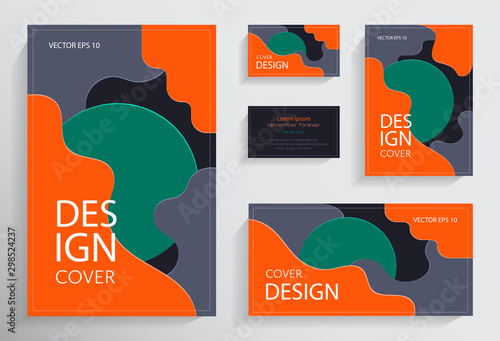Set of papier cut brochures. Ideal for advertising, invitations, presentations, reports, etc. EPS10 vector