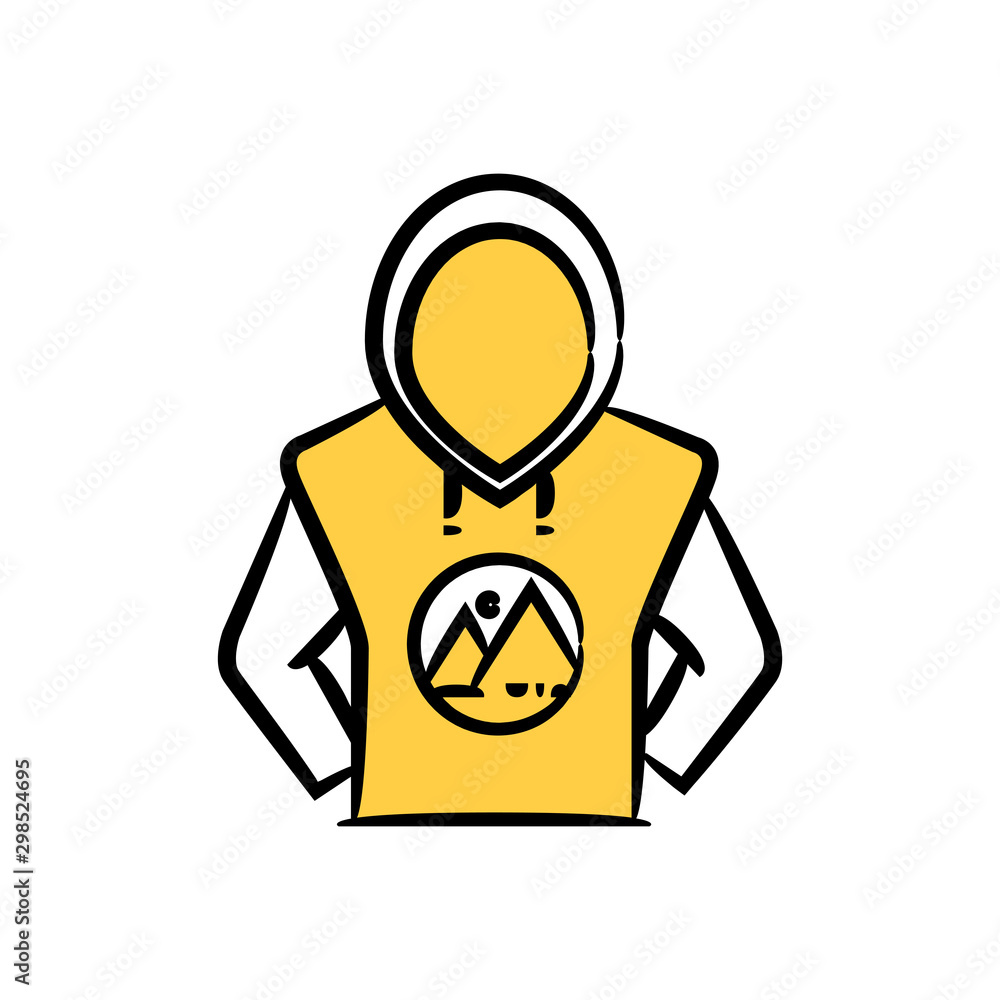 cloth with brand icon for branding design concept yellow hand drawn cloth with brand icon for branding design concept yellow hand drawn