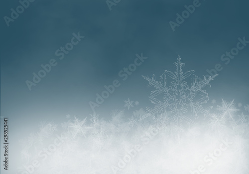 Blue Winter Background with snowflakes for your own creations © britaseifert