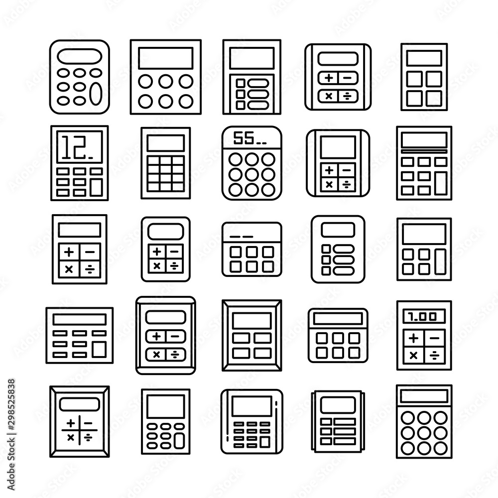calculator icons vector set thin line design calculator icons vector set thin line design