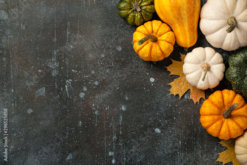 Happy Thanksgiving background with decorative pumpkins