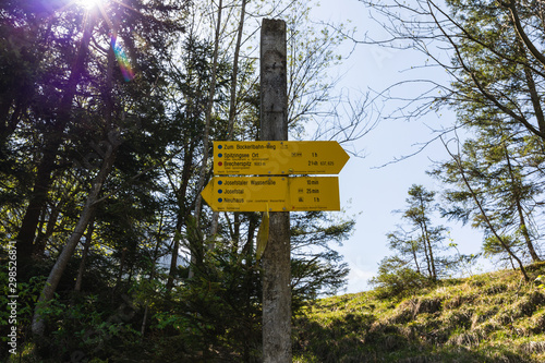 Signpost for hikers in a German forest