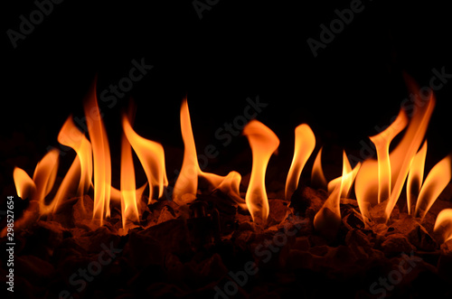 Chimney fire on dark background