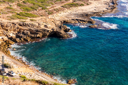 The rocky coast of the Mediterranean sea,the Grotto of Rosh Hanikra.