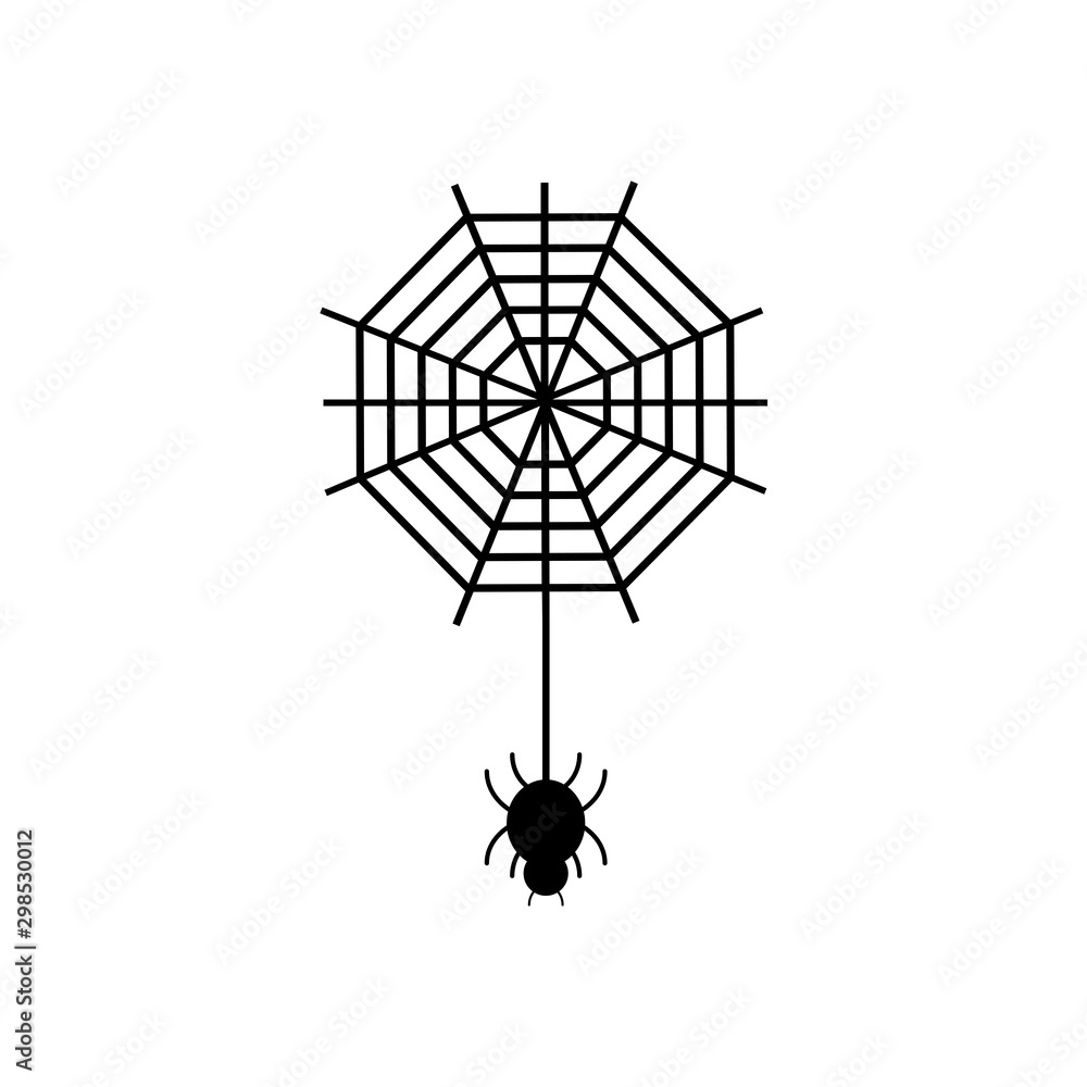 Fototapeta premium Spider web and spider sign, halloween