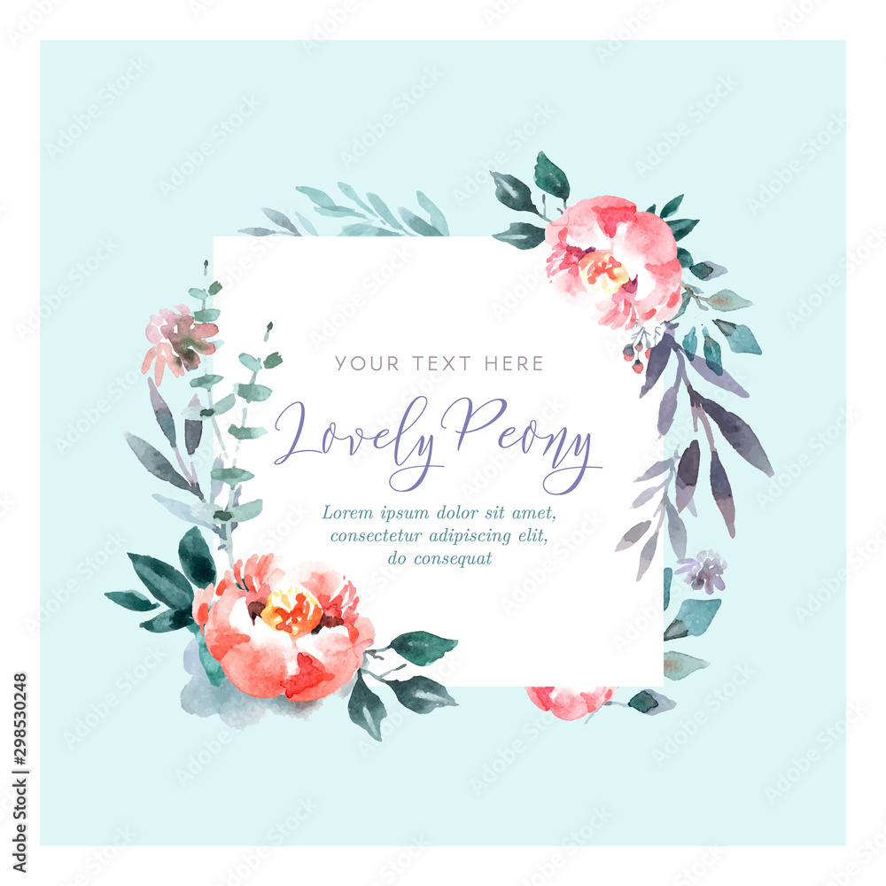 Lovely peony background in watercolor style