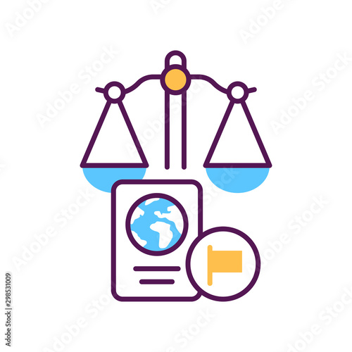 Customs court line color icon. Judiciary concept. Immigration law element. Sign for web page, mobile app, button, logo.