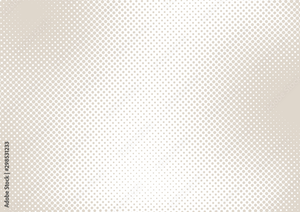 Fototapeta Light beige and white pop art background in retro comic style with halftone dots design, vector illustration eps10