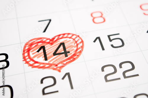 mark on the calendar February 14, Valentine's day, love, relationship