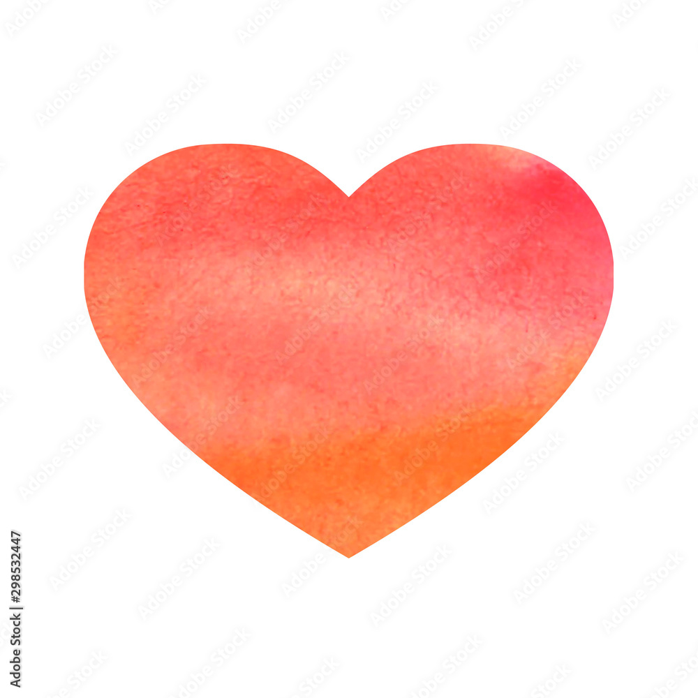 Watercolor heart. Various hand-drawn heart on a white background. Wedding or Valentine template. Symbol of love. Watercolor heart. Various hand-drawn heart on a white background. Wedding or Valentine template. Symbol of love.
