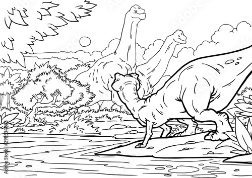 Coloring book for children with a dinosaur