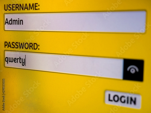 Obraz na plátně Closeup of login and password screen on LED pc display
