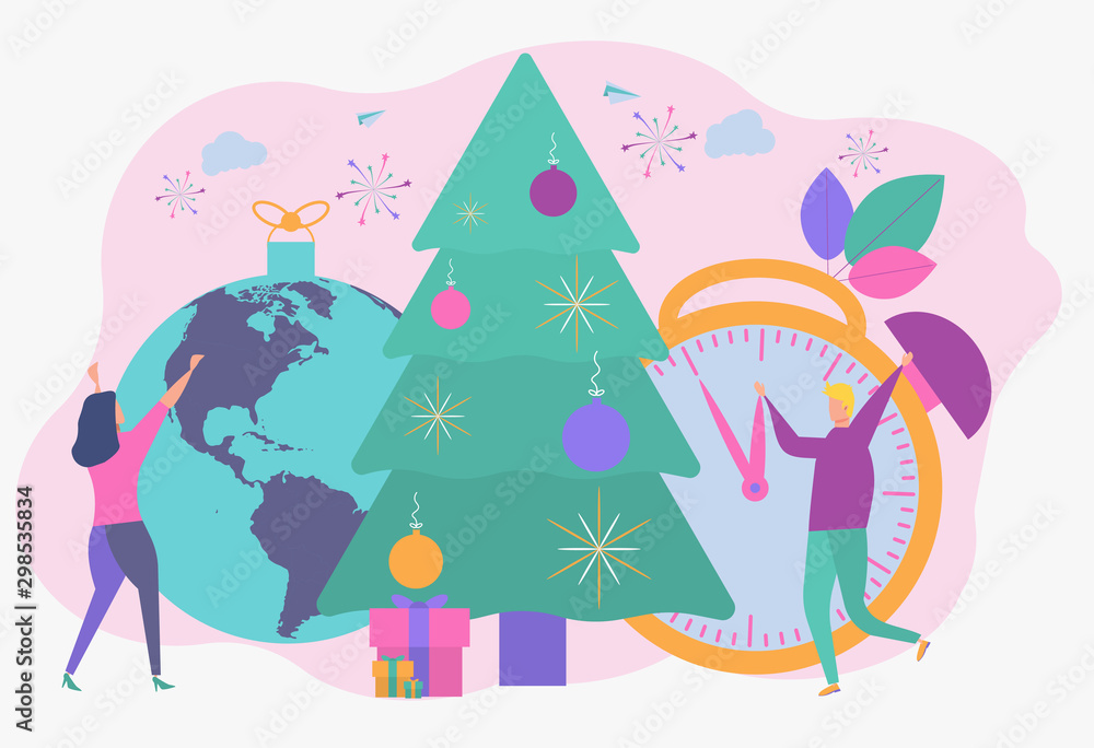 People celebrate the new year 2020. Metaphor of carporative celebrations. Office workers celebrate the holiday People celebrate the new year 2020. Metaphor of carporative celebrations. Office workers celebrate the holiday