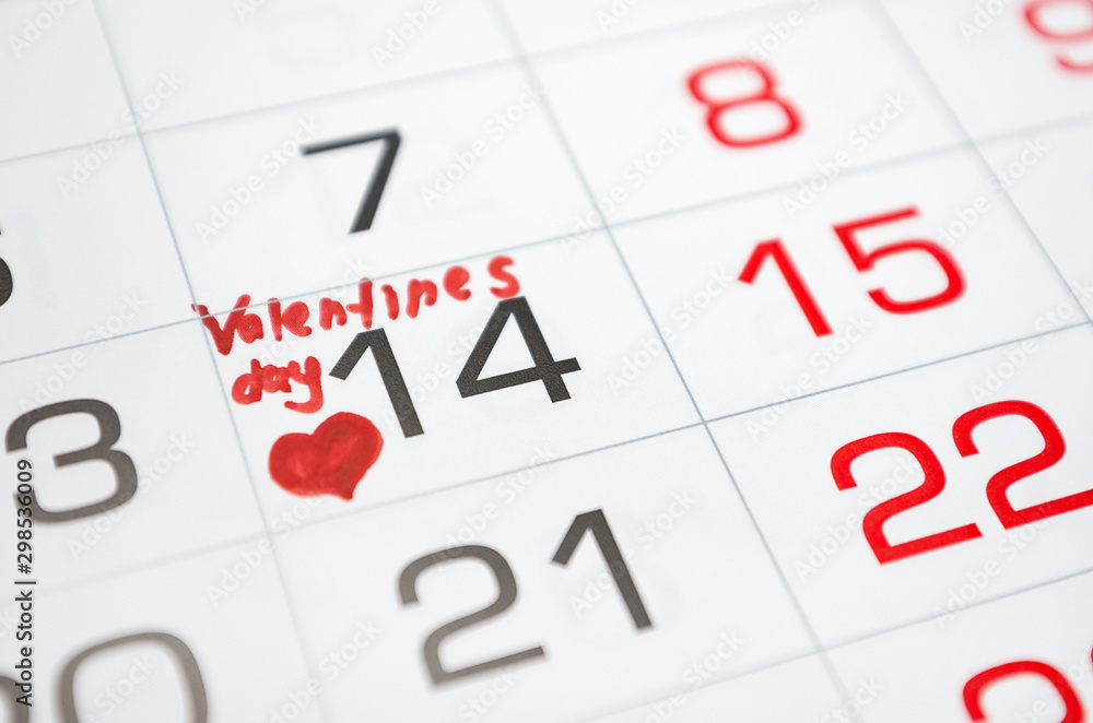 mark on the calendar February 14, Valentine's day, love, relationship mark on the calendar February 14, Valentine's day, love, relationship