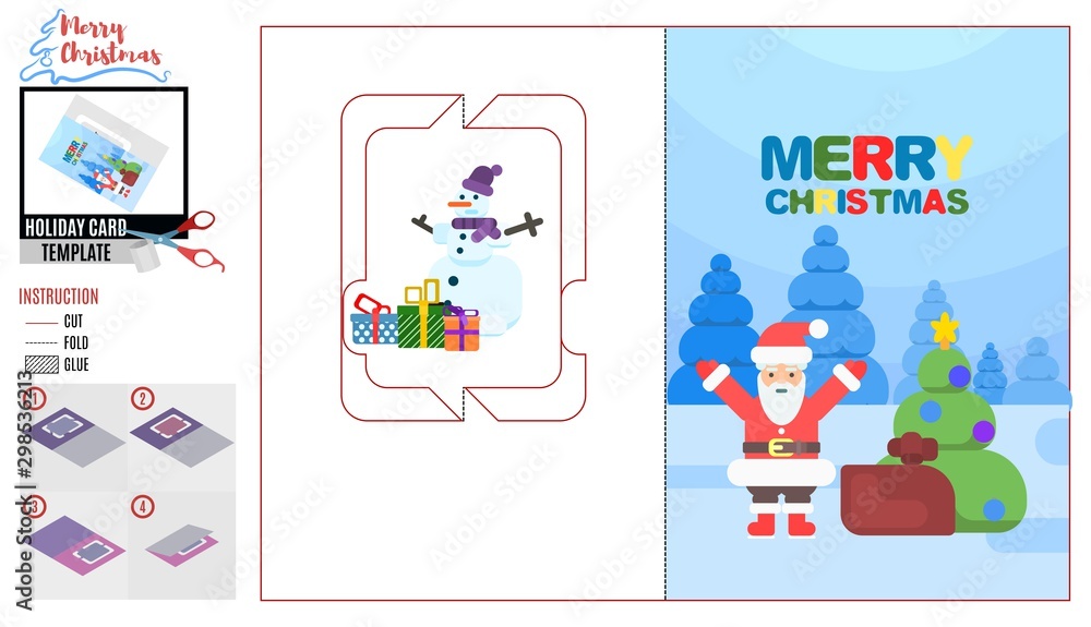 postcard merry christmas. santa claus and forest postcard merry christmas. santa claus and forest