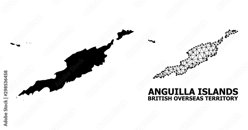 Naklejka premium Solid and Wire Frame Map of Anguilla Islands
