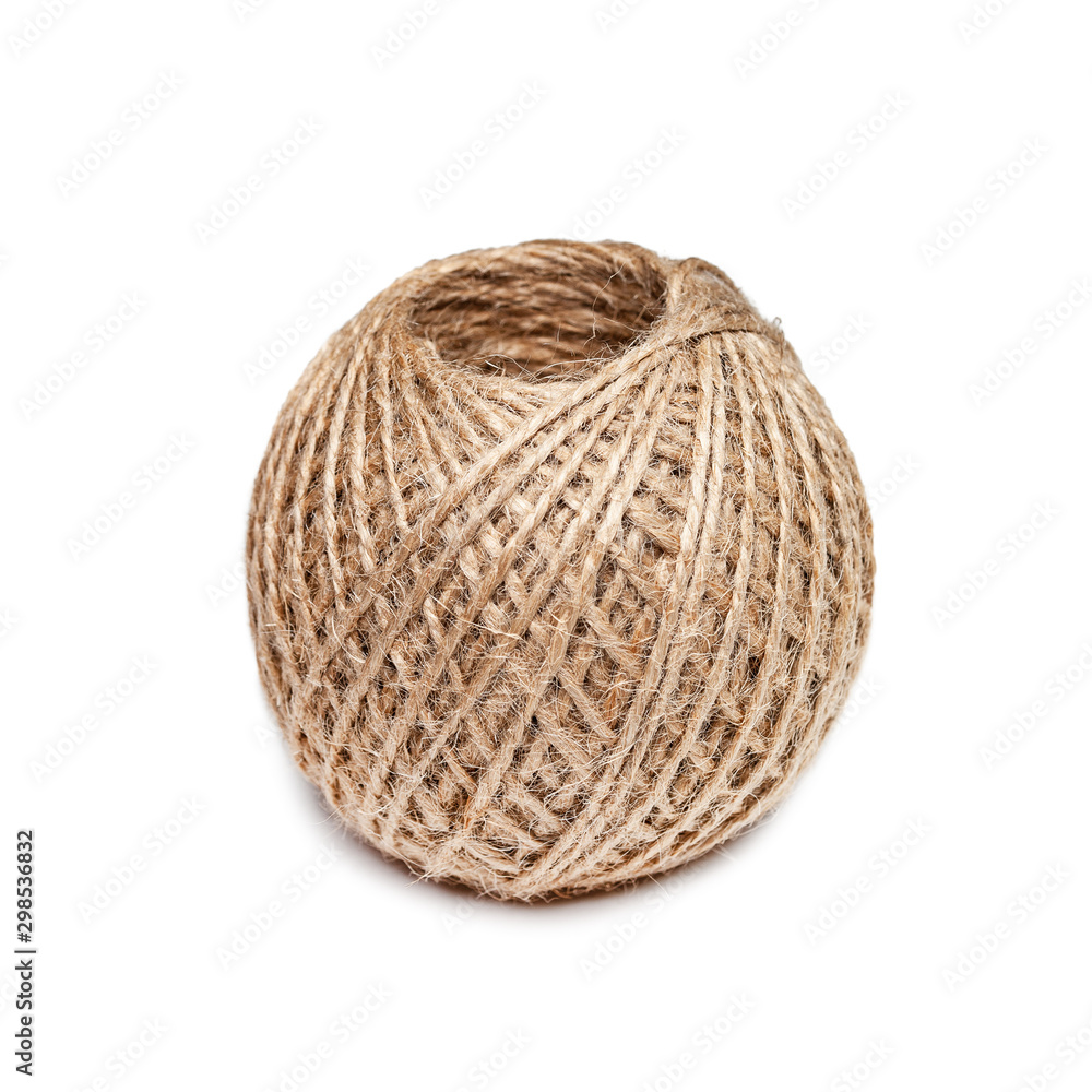 a coil of rope isolated on a white background, wound the twine into a ball a coil of rope isolated on a white background, wound the twine into a ball