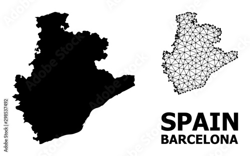 Solid and Wire Frame Map of Barcelona Province