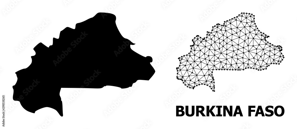Solid and Mesh Map of Burkina Faso