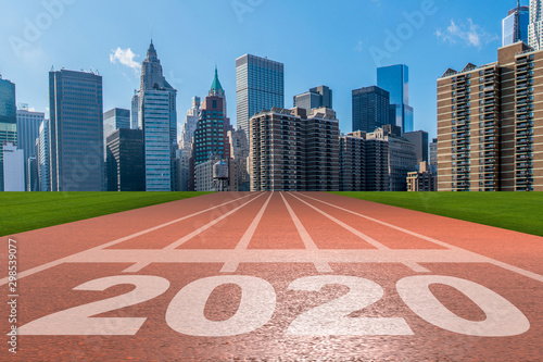 Year 2020 concept with running track