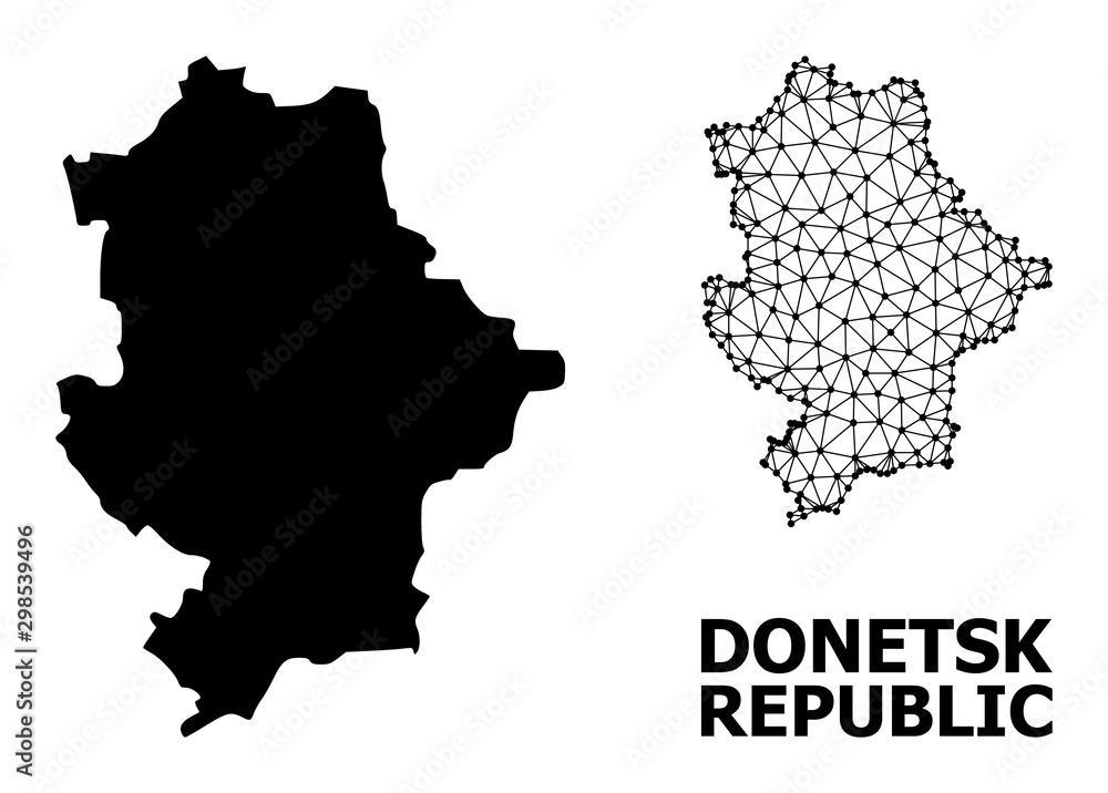 Obraz premium Solid and Wire Frame Map of Donetsk Republic