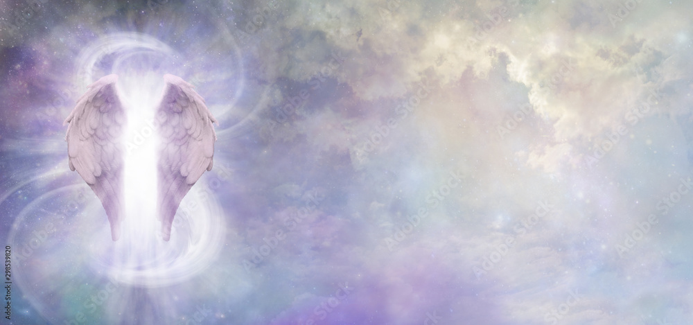 Εκτύπωση καμβά Guardian Angel Spirit Banner - a pair of Angel Wings with a swish of white energ