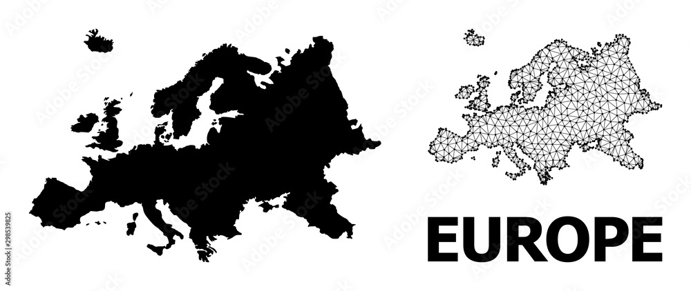 Solid and Network Map of Europe - obrazy, fototapety, plakaty 