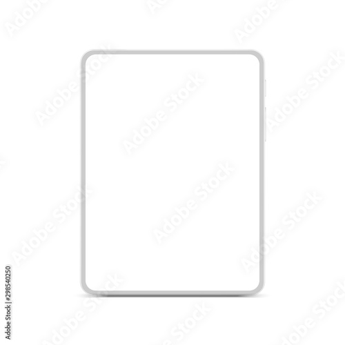 White tablet with white screen new version in trendy thin frame - stock vector