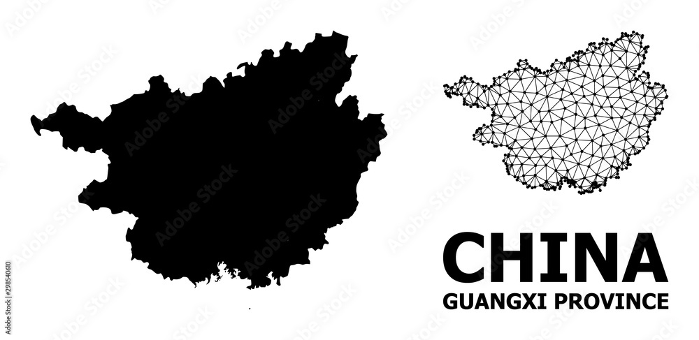 Solid and Wire Frame Map of Guangxi Province