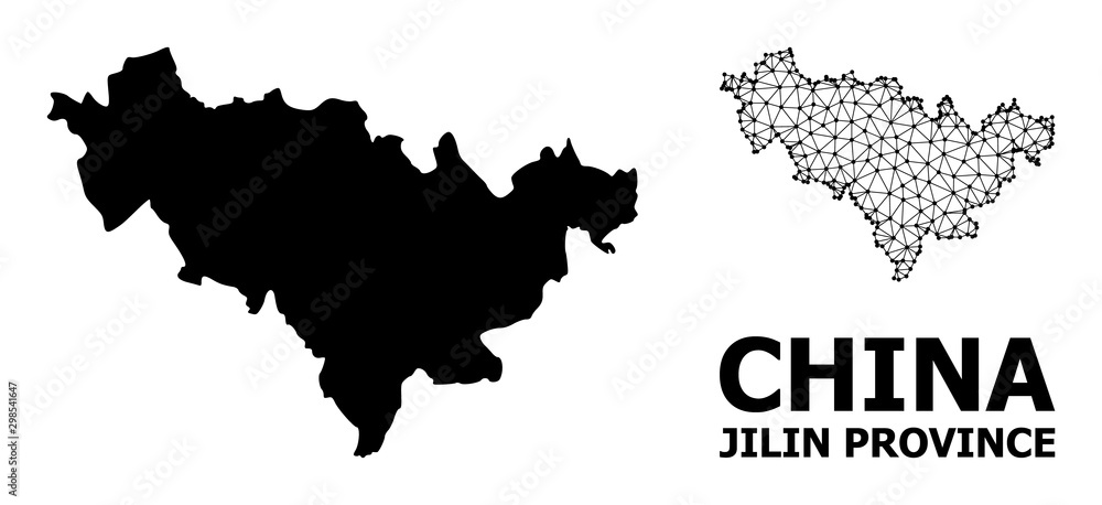 Obraz premium Solid and Network Map of Jilin Province