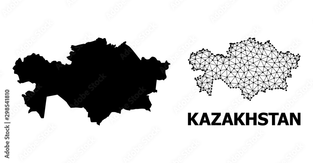 Solid and Wire Frame Map of Kazakhstan