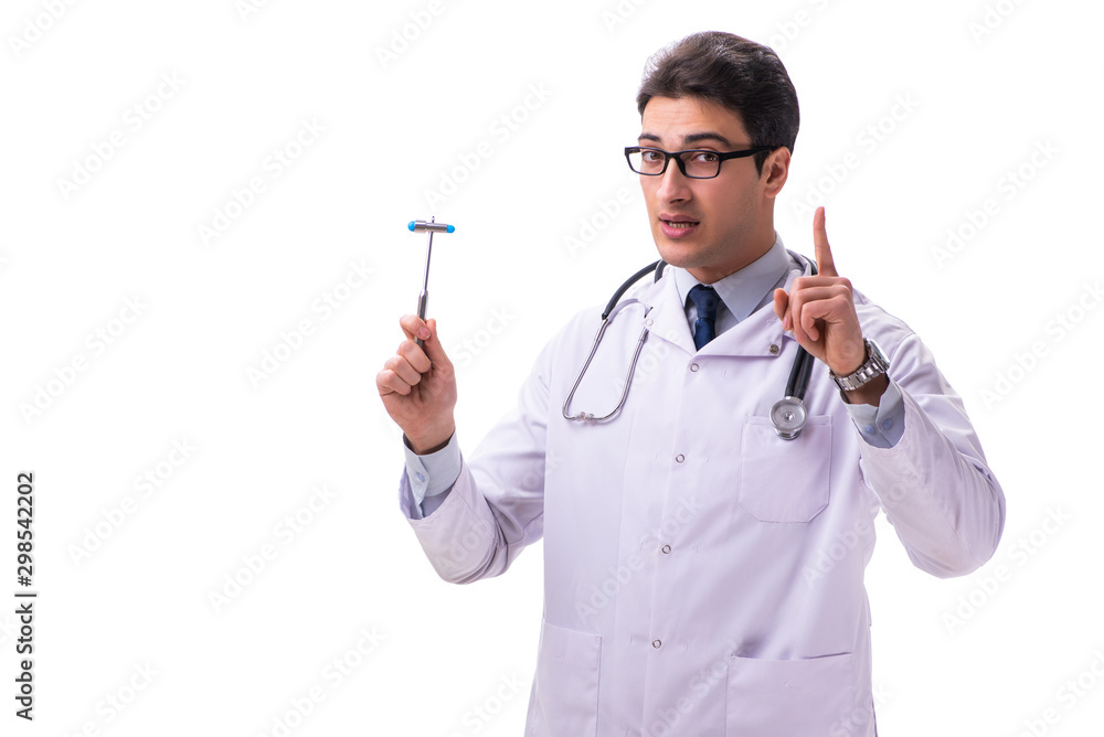 Young male doctor neurologist isolated on white Young male doctor neurologist isolated on white
