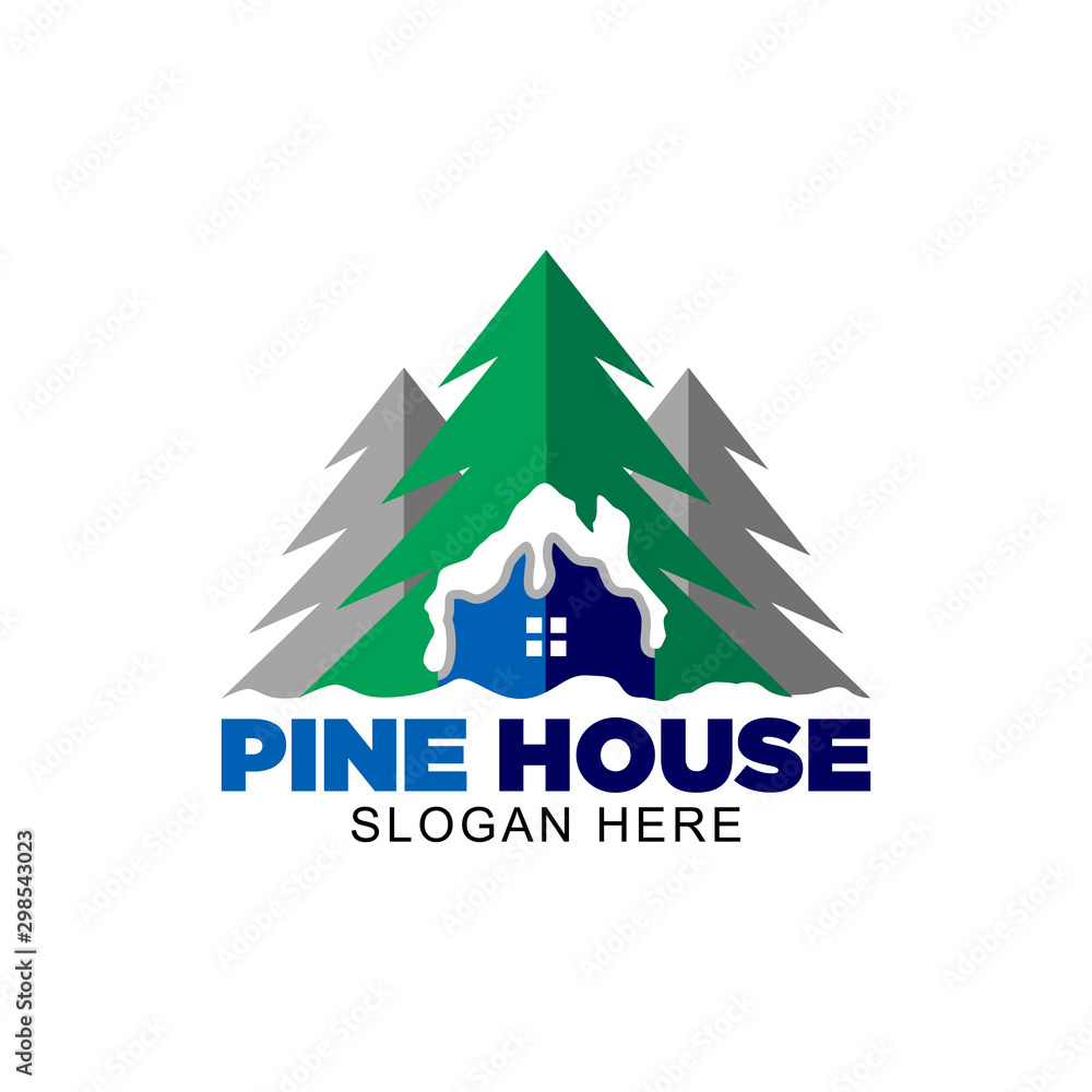 pine house logo template, pine house vector