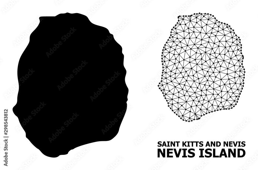 Solid and Carcass Map of Nevis Island Solid and Carcass Map of Nevis Island