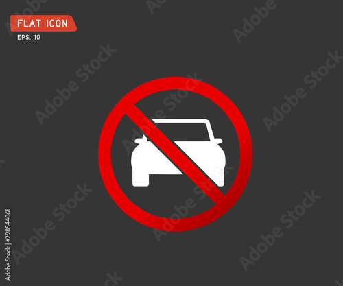 Circle Prohibited No car parking traffic sign, prohibit red vector illustration