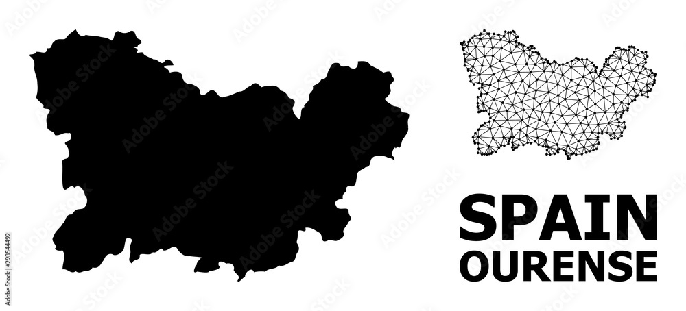 Obraz premium Solid and Network Map of Ourense Province