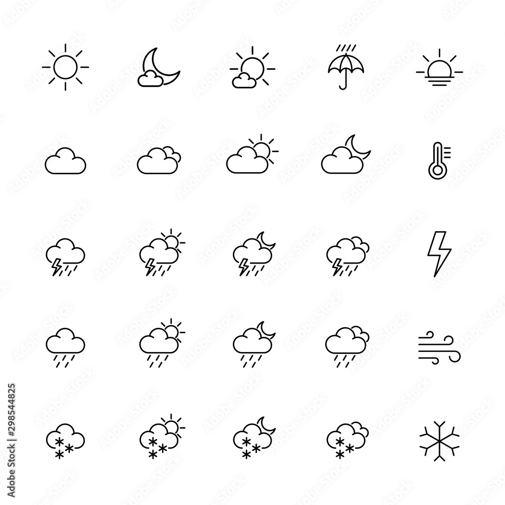 Obraz premium Weather line thin icons collection set. Vector illustration eps10.