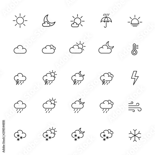 Weather line thin icons collection set. Vector illustration eps10.