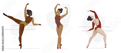 Set of Three Ballet Characters - Diversity Concept, Ballerinas 