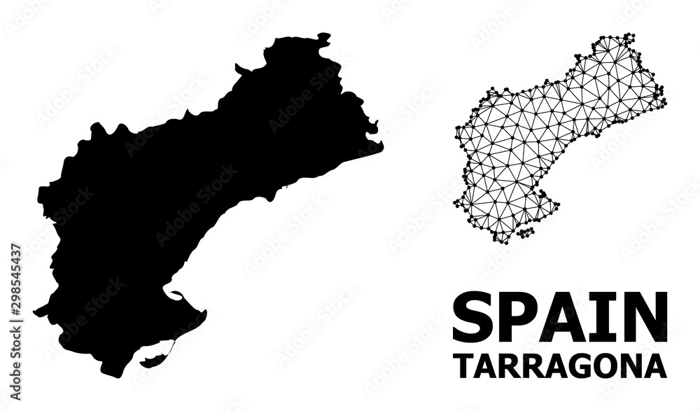 Solid and Wire Frame Map of Tarragona Province