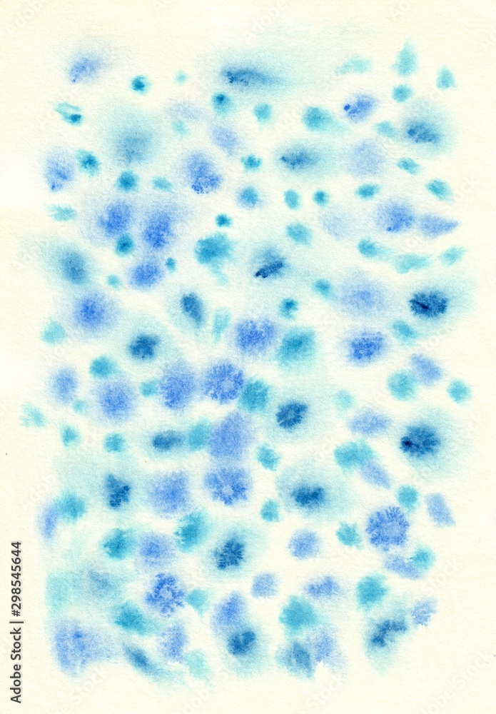 Abstract light and dark blue texture and background with big flowing stains dots and spots drawn by watercolor paints. Great basic of print, badge, party invitation, banner, tag. Abstract light and dark blue texture and background with big flowing stains dots and spots drawn by watercolor paints. Great basic of print, badge, party invitation, banner, tag.