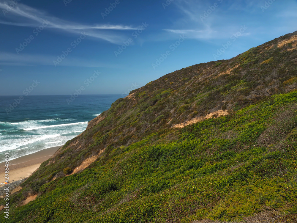 Wild dunes near Aljezur in Portugal at the coast Vicentina, where the fishermens trail starts.