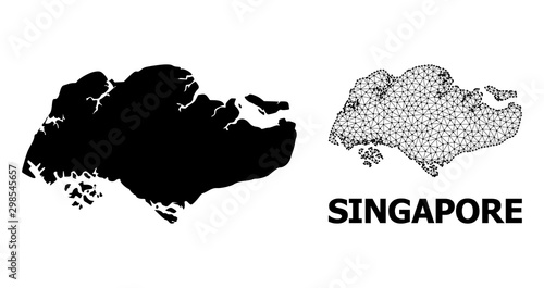 Solid and Wire Frame Map of Singapore