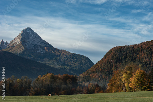 Landscape with alp mountain "Watzmann" in Bayern Germany