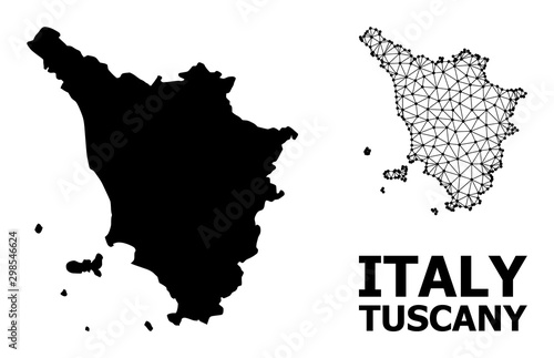 Solid and Wire Frame Map of Tuscany Region