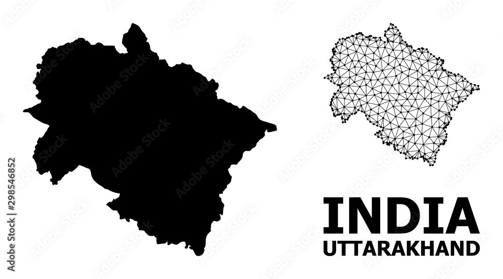 Solid and Wire Frame Map of Uttarakhand State
