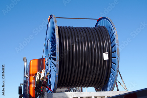 Принти на полотні truck transporting electric wire spool large roll coil